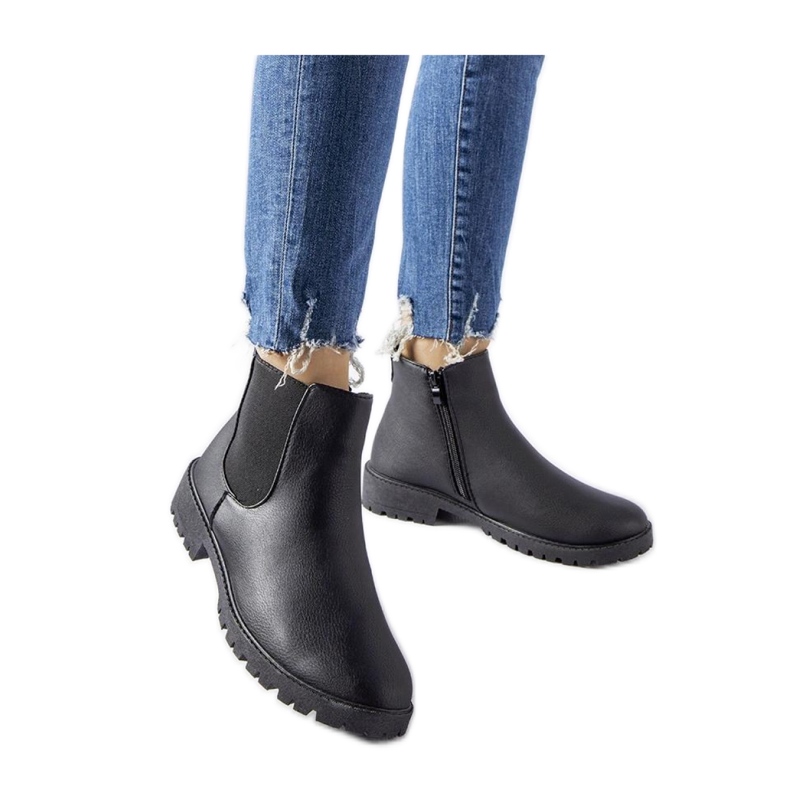 Black classic casual ankle boots made of eco-leather Saber - Solea