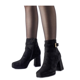 Black insulated classic ankle boots made of Caio - Solea suede