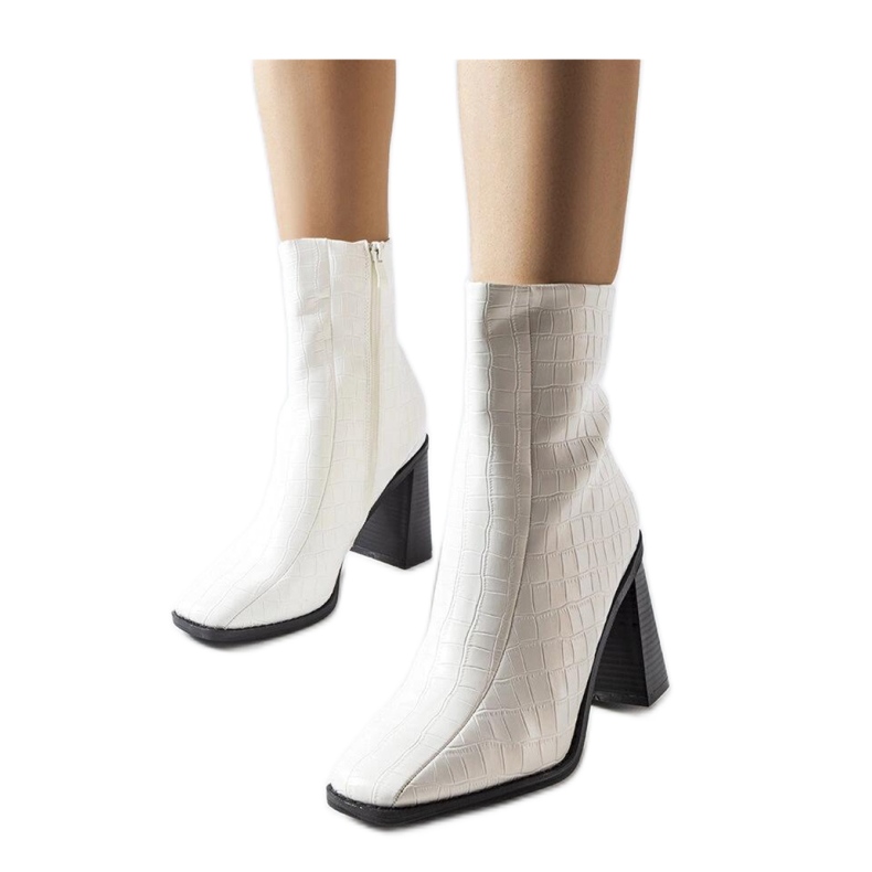 White ankle boots with imitation crocodile leather Belluci - Solea