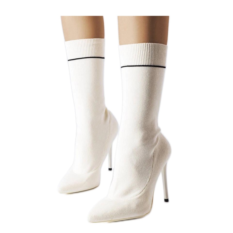 White sock ankle boots with a high heel Pelletier - Solea