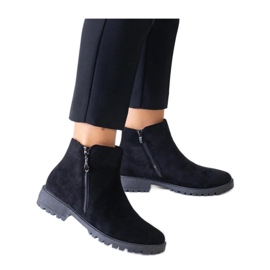 Black ankle boots with metal eco-suede inserts