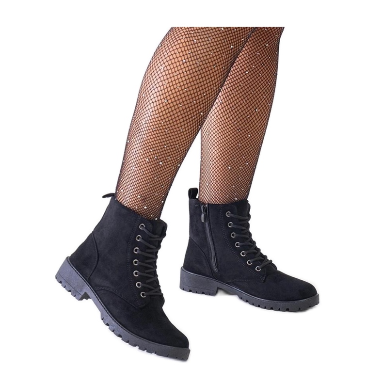 Black eco-suede worker boots