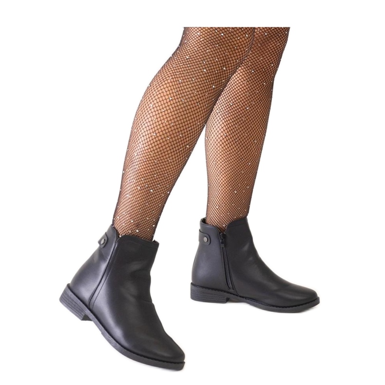 Black classic ankle boots made of eco-leather