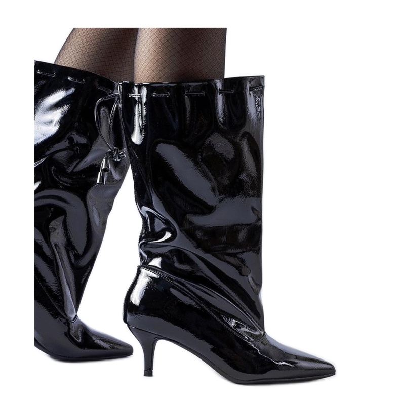 Black boots with a low heel