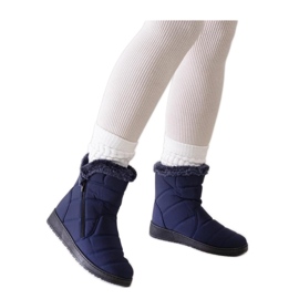 Navy blue snow boots decorated with fur