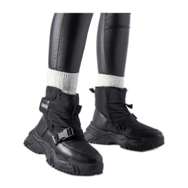 Black insulated snow boots with Velcro