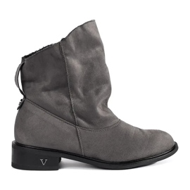 Shelvt Gray ankle boots with a ruffled upper grey