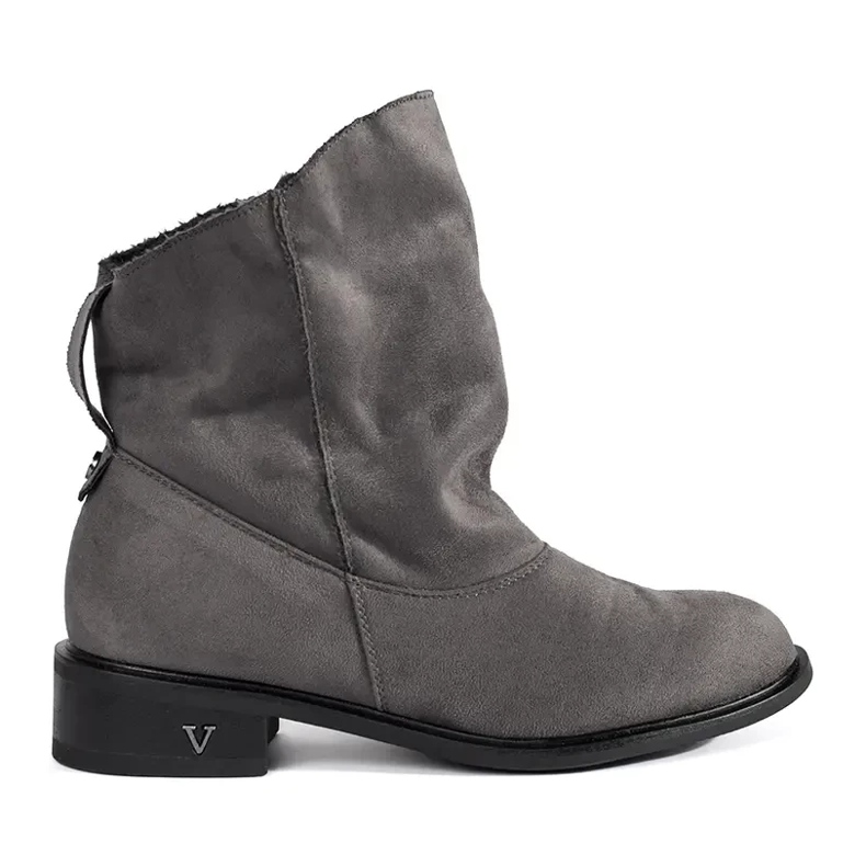 Shelvt Gray ankle boots with a ruffled upper grey