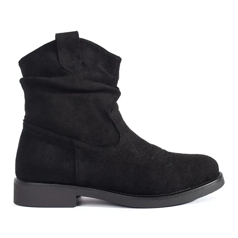 Shelvt Women's black suede cowboy boots