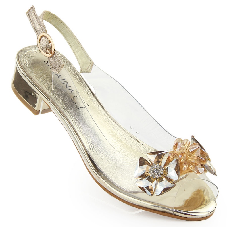 Transparent flat sandals with gold stones from Sabatina golden Transparent flat sandals with gold stones from Sabatina golden