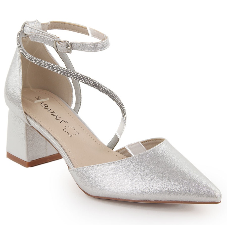Silver Sabatina women's pointed sandals with cubic zirconia