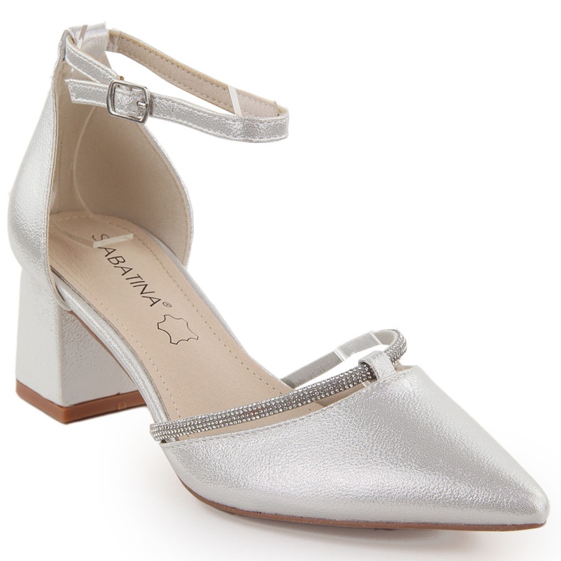 Silver Sabatina women's pointed sandals with cubic zirconia
