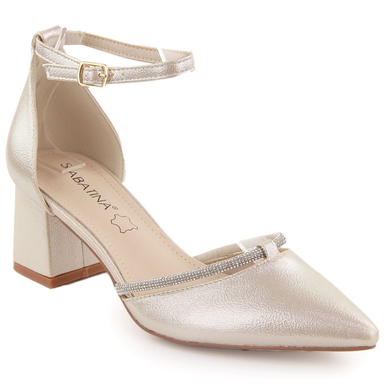 Women's pointed sandals with gold Sabatina zircons golden