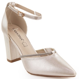 Sabatina Women's pointed-toe sandals with gold zircons golden Sabatina Women's pointed-toe sandals with gold zircons golden
