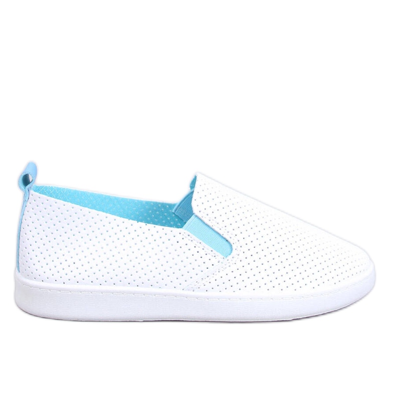 WHITE/BLUE slip-on sneakers