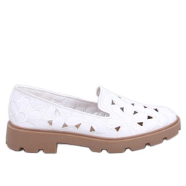 White openwork moccasins