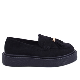 Black Fringe Platform Loafers