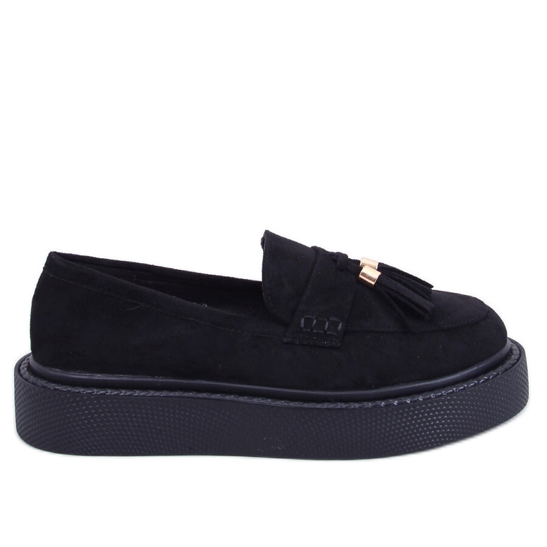 Black Fringe Platform Loafers