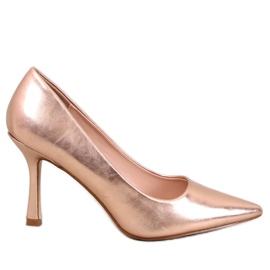Champagne women's full-grain high heels golden