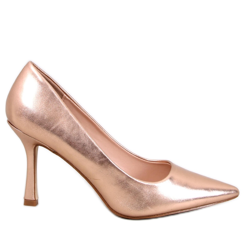 Champagne women's full-grain high heels golden