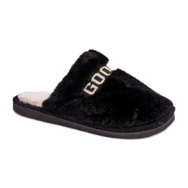 Women's slippers made of soft fur black Women's slippers made of soft fur black