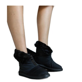 Black insulated snow boots with a collar