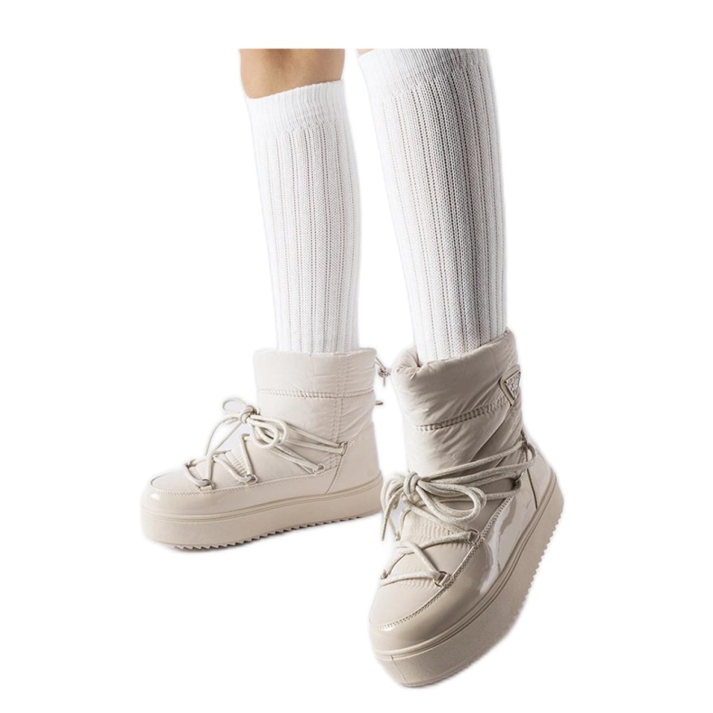 Beige insulated snow boots with elastic Oslavia - Solea