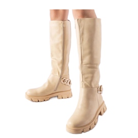 Beige flat boots with a chain Armand - Solea