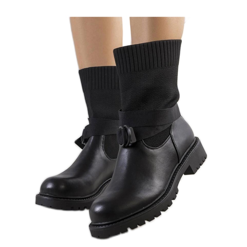 Black ankle boots with elastic upper Ricky - Solea