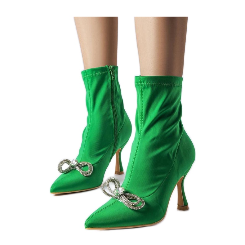 Green ankle boots decorated with a zircon bow by Mars - Solea