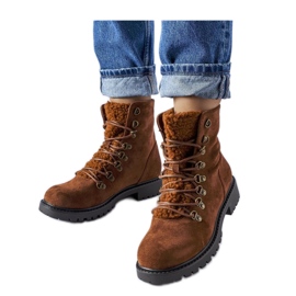 Brown ankle boots made of eco-suede
