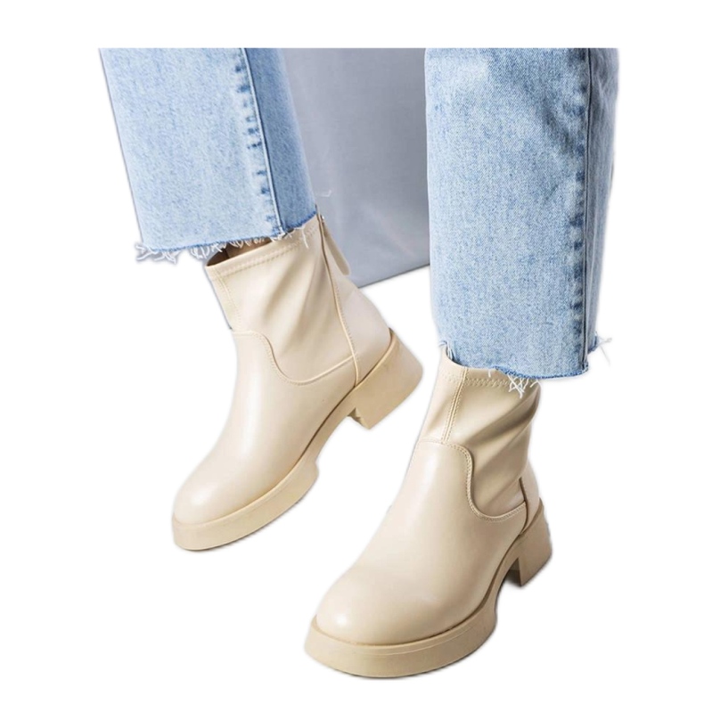 Beige classic ankle boots