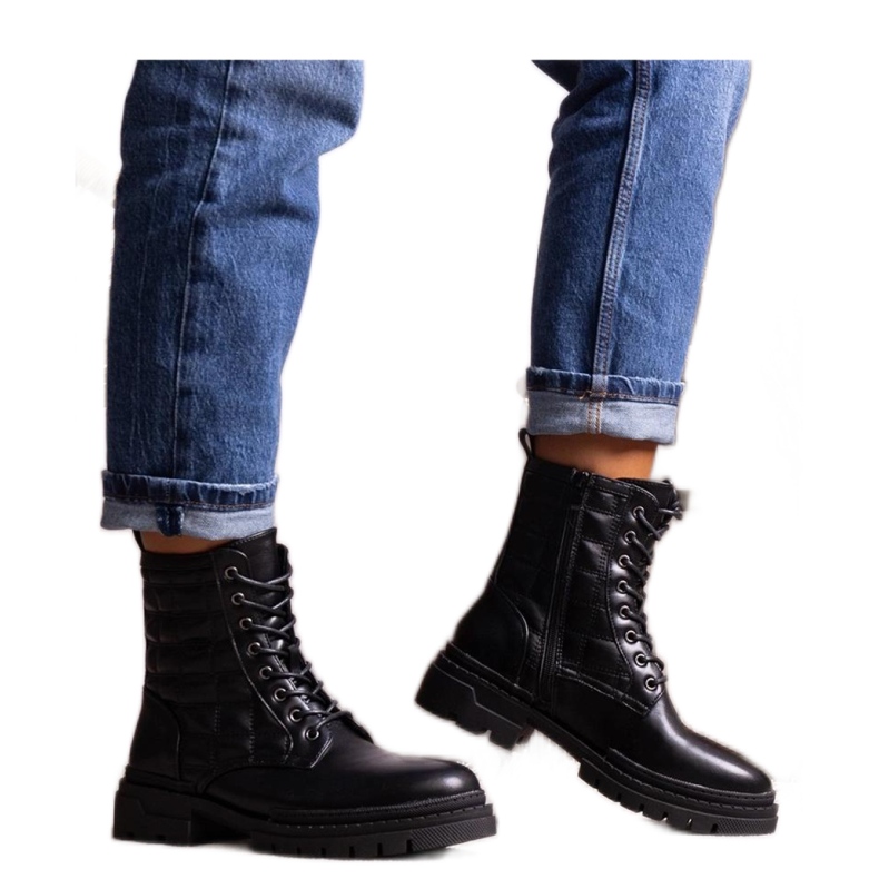 Black quilted sneakers