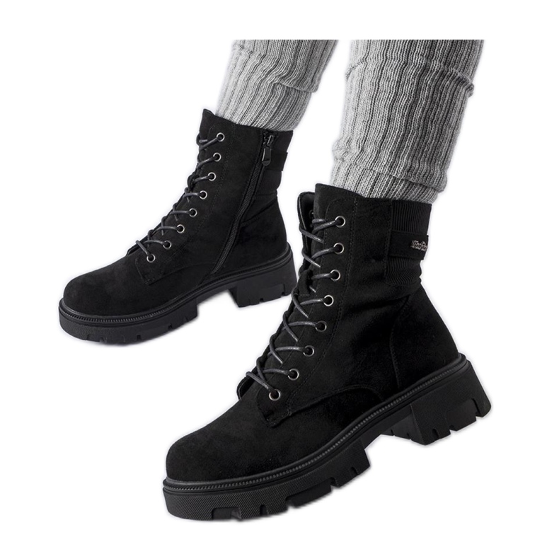 Black, slightly insulated eco-suede boots
