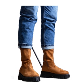 Brown platform ankle boots