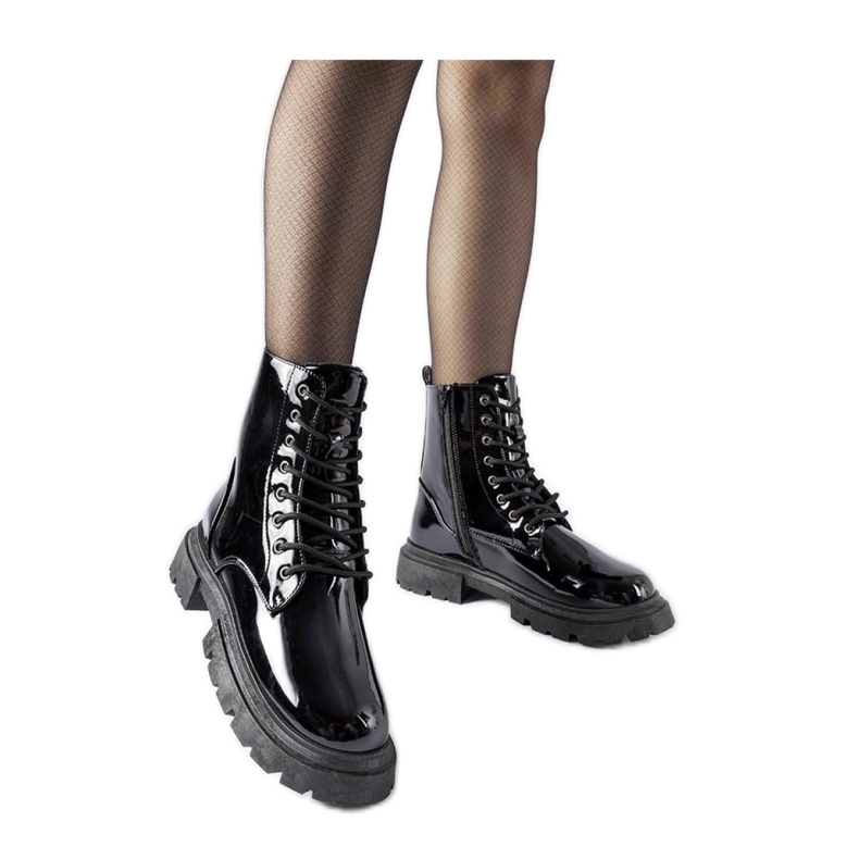 Women's black patent boots
