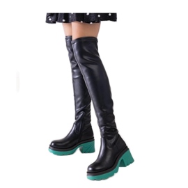 Black insulated boots with a massive heel Black insulated boots with a massive heel