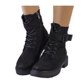 Black women's lace-up ankle boots