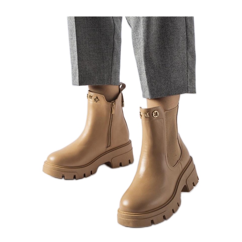 Beige insulated decorative ankle boots Beige insulated decorative ankle boots