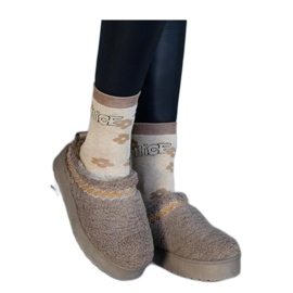 Brown platform snow boots with a low upper and embroidered Greene - Solea pattern Brown platform snow boots with a low upper and embroidered Greene - Solea pattern