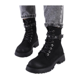 Black women's lace-up ankle boots