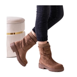 Brown slip-on ankle boots with sock Brown slip-on ankle boots with sock