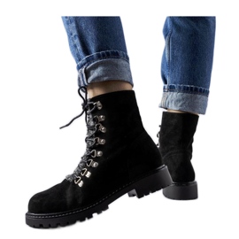 Black ankle boots made of eco-suede Black ankle boots made of eco-suede