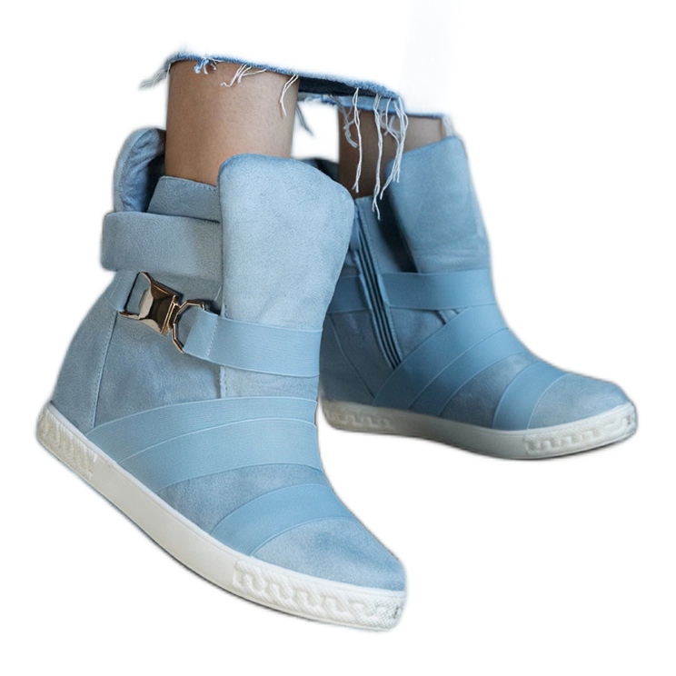 Blue wedge sneakers