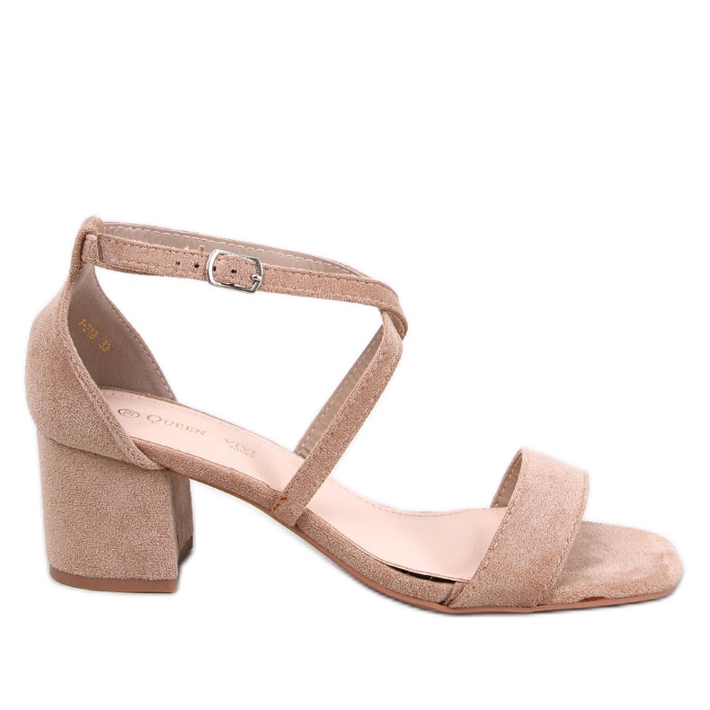 Khaki low-heeled sandals beige