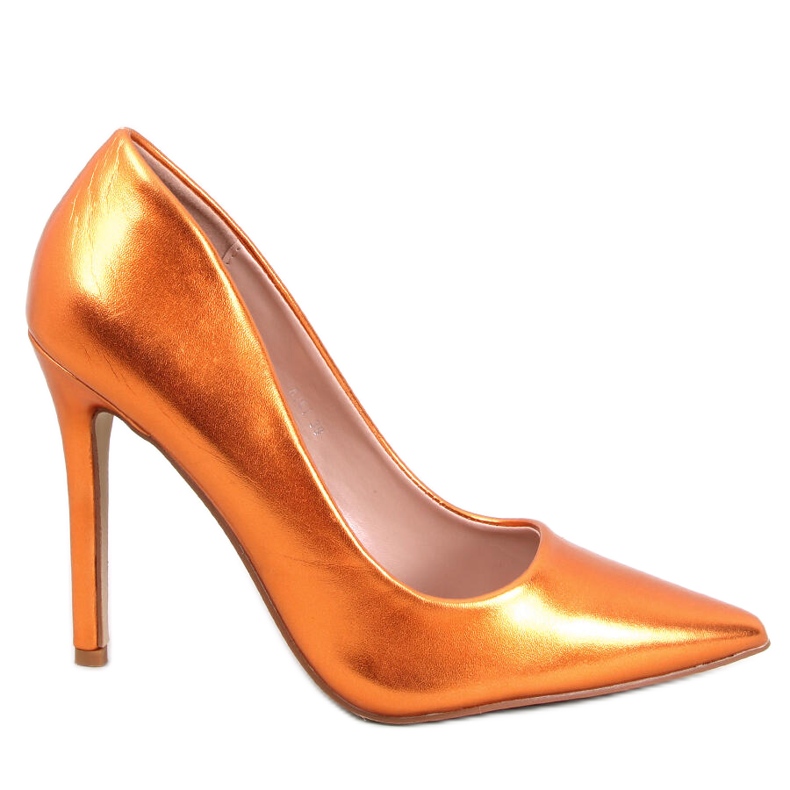 Orange stiletto pumps