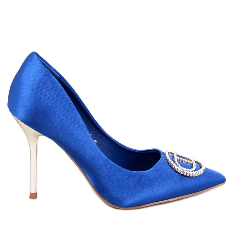 Blue high heels with crystal decoration