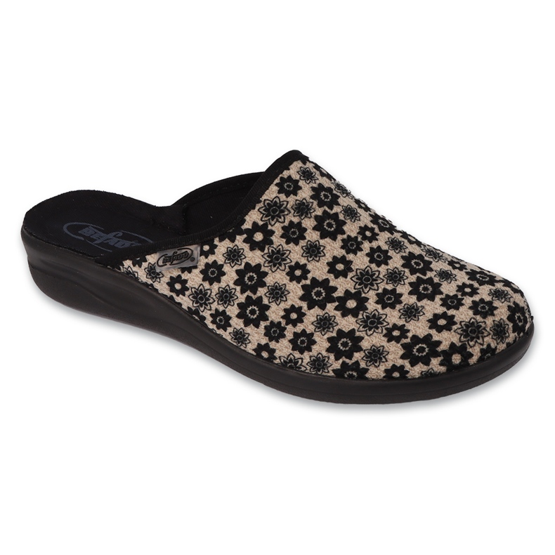 Befado women's slippers, pu 551D002, beige with flowers