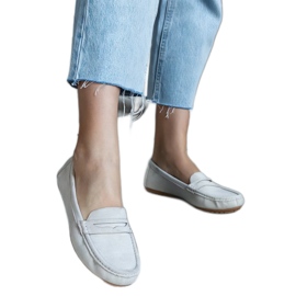 Gray women's moccasins made of eco-suede grey