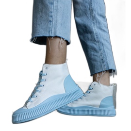 White and blue platform sneakers